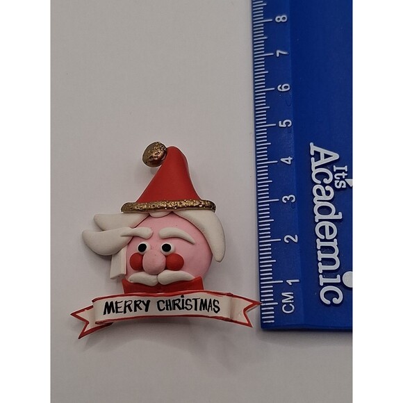 Vintage Unmarked Polymer Christmas Santa Brooch Pin Whimsy Fun - Picture 2 of 4